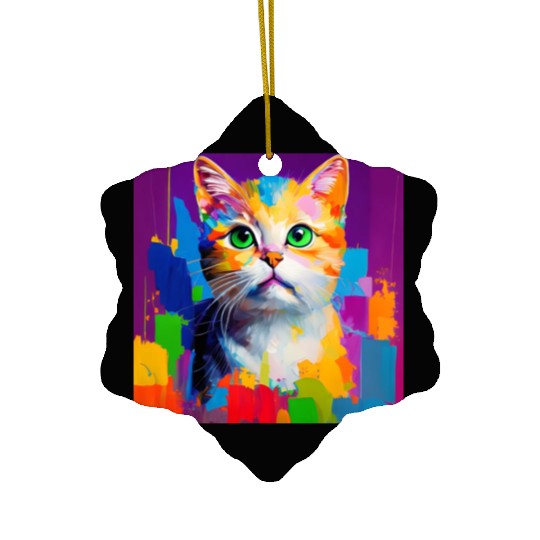 Oil Painting Style Cat Portrait Design for Cat Ceramic Ornaments