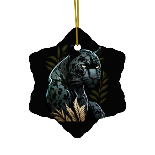 The power of the black panther Ceramic Ornaments