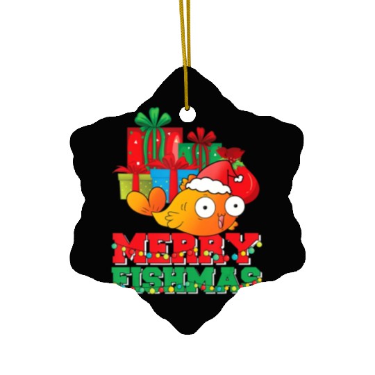 Merry Fishmas Christmas Fish Lover Fisherman Ugly Ceramic Ornaments