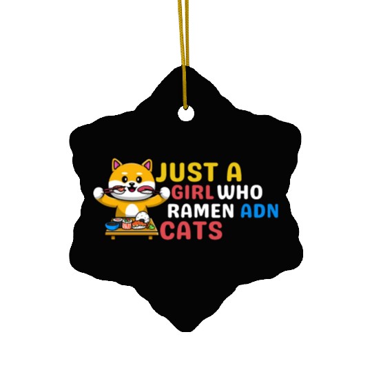 Just A Girl Who Loves Ramen And Cats Cute Animal Ceramic Ornaments