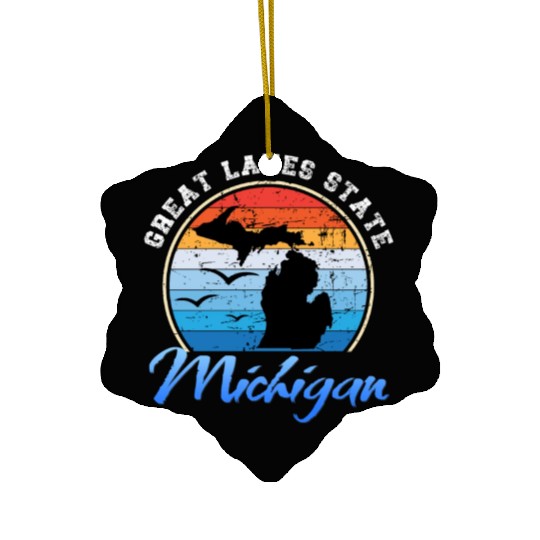 Michigan The Great Lakes State Ceramic Ornaments
