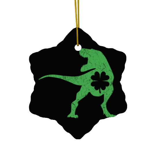 Tyrannosaurus T Rex Dinosaur St Patricks Day Irish Ceramic Ornaments