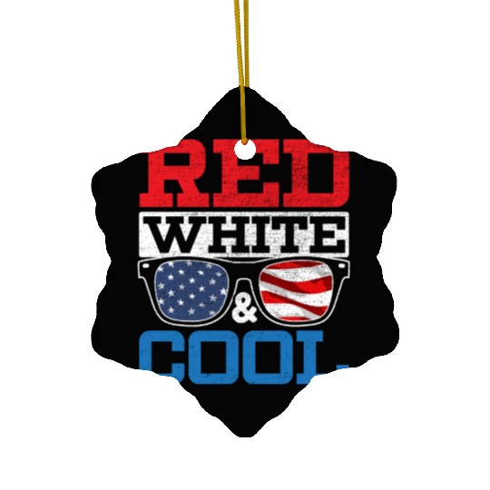 Red White And Cool America USA Flag 4th Of July Ceramic Ornaments