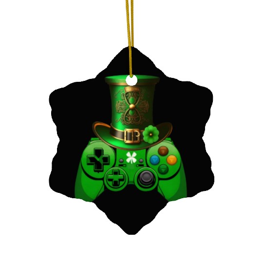 St Patricks Day Video Game Ceramic Ornaments | Gamer Leprechau