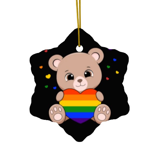 Pride with cute litte lear with heart Ceramic Ornaments