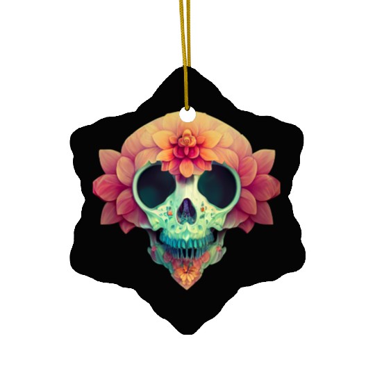Floral Skull Candy Ceramic Ornaments