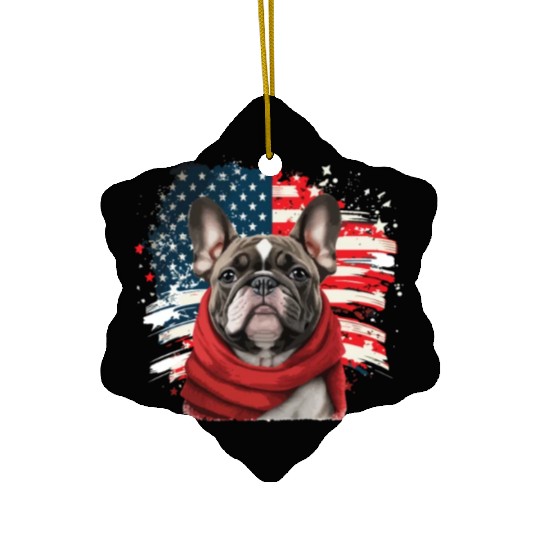 America USA Flag 4th Of July American Dog Lover Ceramic Ornaments