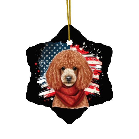 America USA Flag 4th Of July American Dog Lover Ceramic Ornaments