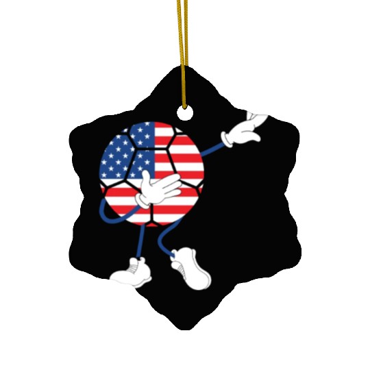 America USA Flag 4th Of July Soccer Player Ceramic Ornaments
