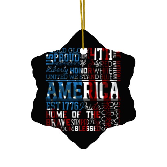 Patriotic Veteran USA Flag American Memorial Day Ceramic Ornaments