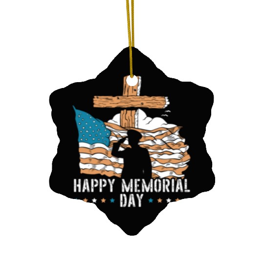 Patriotic Veteran USA Flag American Memorial Day Ceramic Ornaments