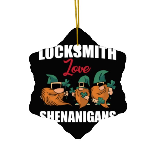 Locksmith Love Shenanigans St. Patricks Day Gnomes Ceramic Ornaments