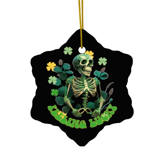 feeling lucky Ceramic Ornaments