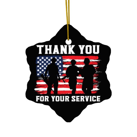 Patriotic Veteran USA Flag American Memorial Day Ceramic Ornaments