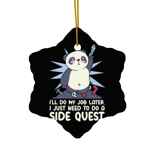 Procrastinating Panda Lover Side Quest Panda Ceramic Ornaments