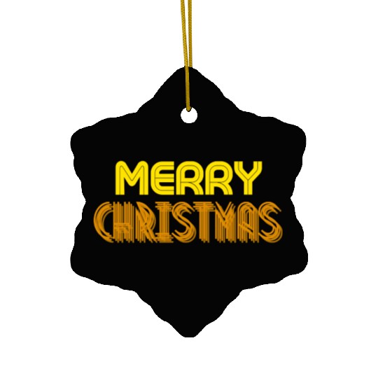 Merry Christmas Yellow Neon Colors Ceramic Ornaments