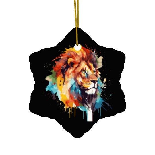 Watercolor Lion Colorful Safari African Wildlife A Ceramic Ornaments