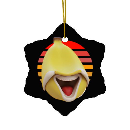 Funny banana at sunset Ceramic Ornaments