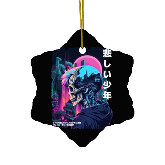 Edgy Gothic Skull Anime Sad Boy Japanese Futurism Ceramic Ornaments