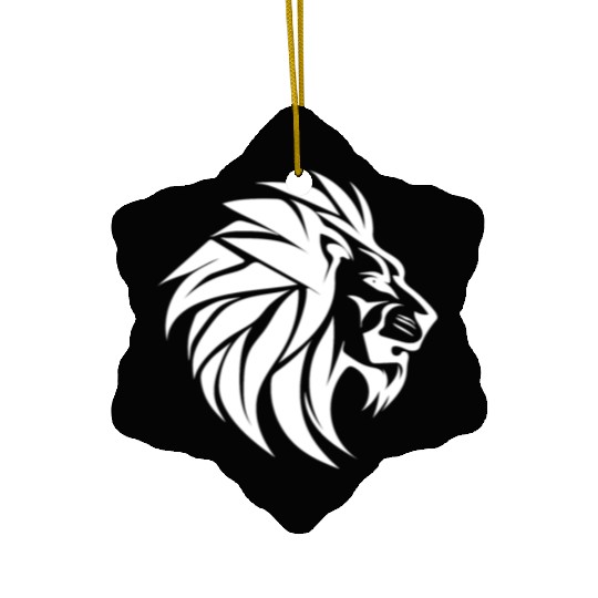 Large Lion Head With Mane Tattoo Style Ceramic Ornaments