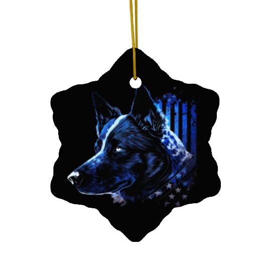 American Police Flag K9 Unit Patriotic Dog Lover Ceramic Ornaments