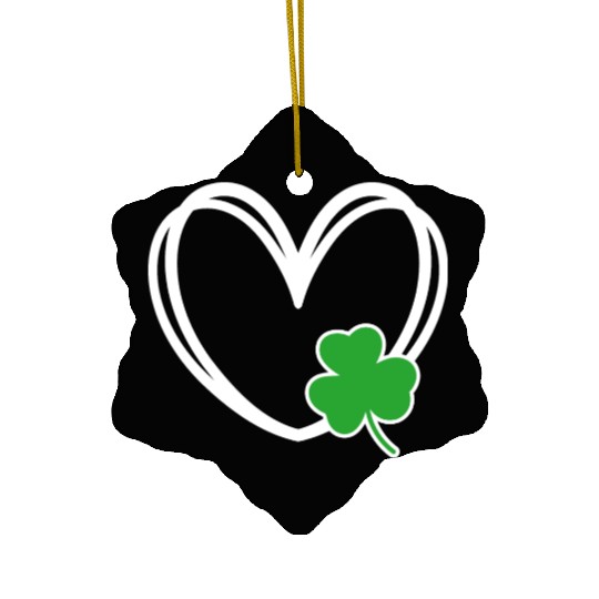 Men Women Heart St Patricks Day Young Clover Irish Ceramic Ornaments