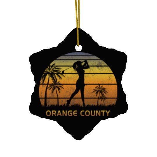 Retro Orange County Women's Golf Golfing Fan Ceramic Ornaments