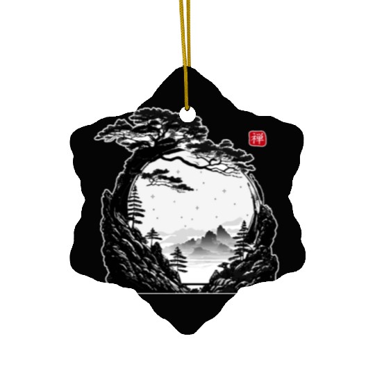 Japanese Zen Circle Landscape Buddhism Bonsai Tree Ceramic Ornaments