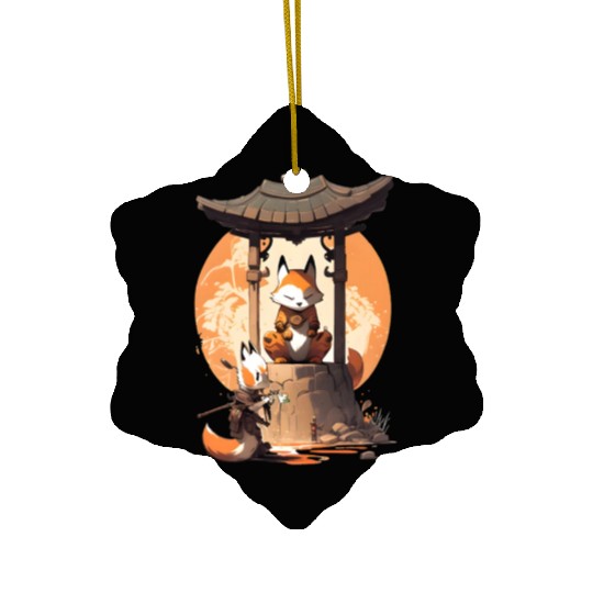 Masked Samurai Fox Ceramic Ornaments