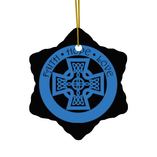 Timeless Celtic Cross With Faith Hope Love Ceramic Ornaments