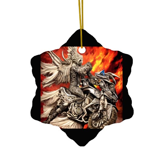 Devil Hellfire Riding Motorcycle Ceramic Ornaments