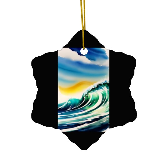 Ocean Waves Painting Design Ceramic Ornaments
