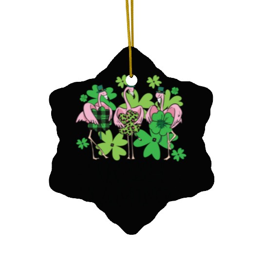 Irish Flamingo Saint Patrick s Day Ceramic Ornaments