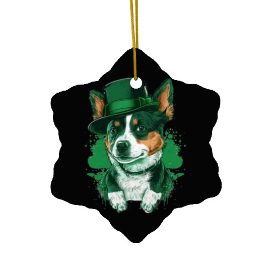 Lucky Pup St. Patricks Day for Dog Lovers. Ceramic Ornaments