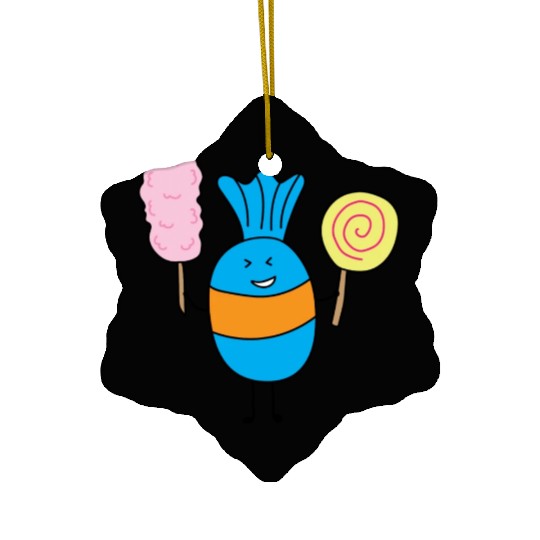 Cute Candy Holding Lollipop And Cutton Candy Ceramic Ornaments