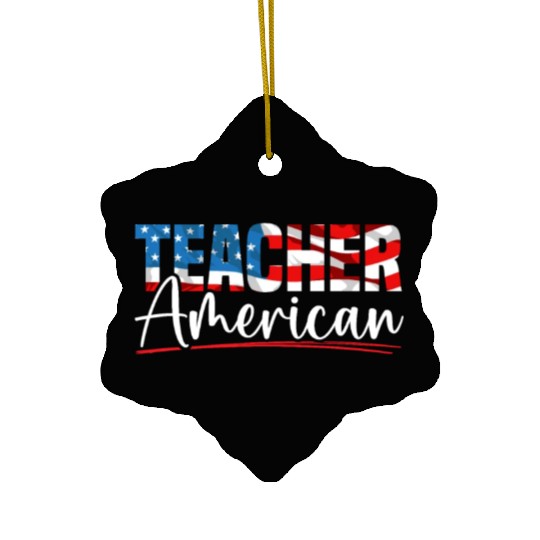 America USA Flag 4th Of July Teacher American Ceramic Ornaments
