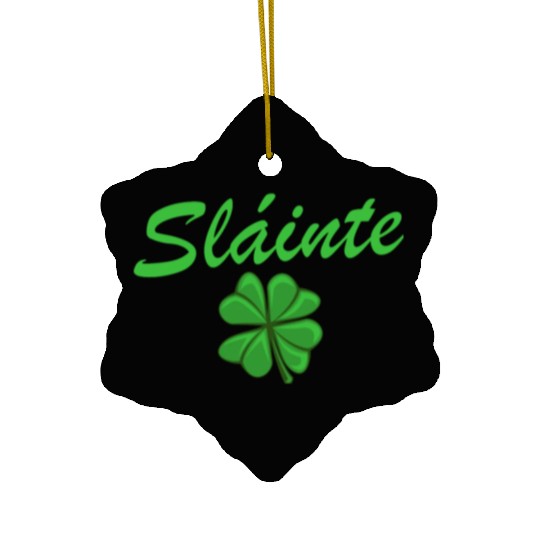 Slainte Shamrock Cheers Salute St. Patrick's Day Ceramic Ornaments