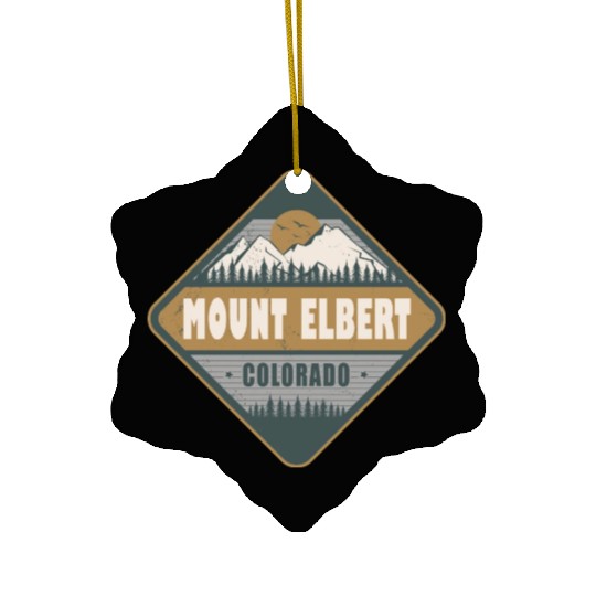 Mount Elbert Colorado US Vintage Hiking Design Ceramic Ornaments