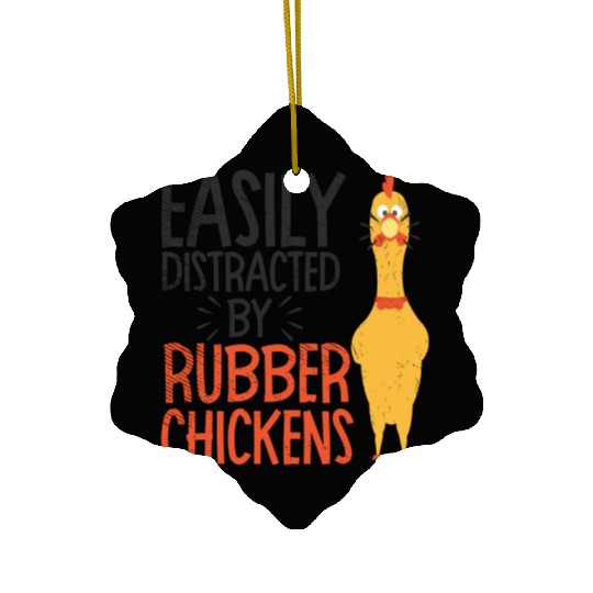 Rubber Chicken Enthusiast Loud Scream Yellow Ceramic Ornaments