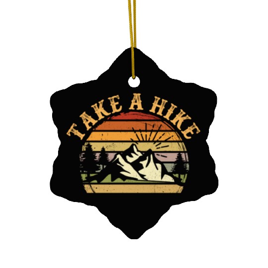 Take A Hike Retro Hiker Outdoors Camping Nature Ceramic Ornaments