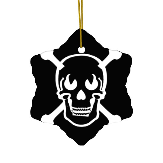 Skull and crossbones design white Ceramic Ornaments