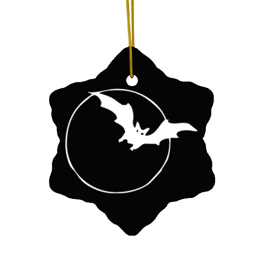 Bat & Moon White Ceramic Ornaments