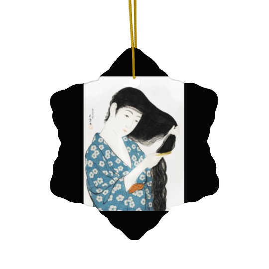 Japanese Woman Kimono Hair Ukiyoe art Ceramic Ornaments