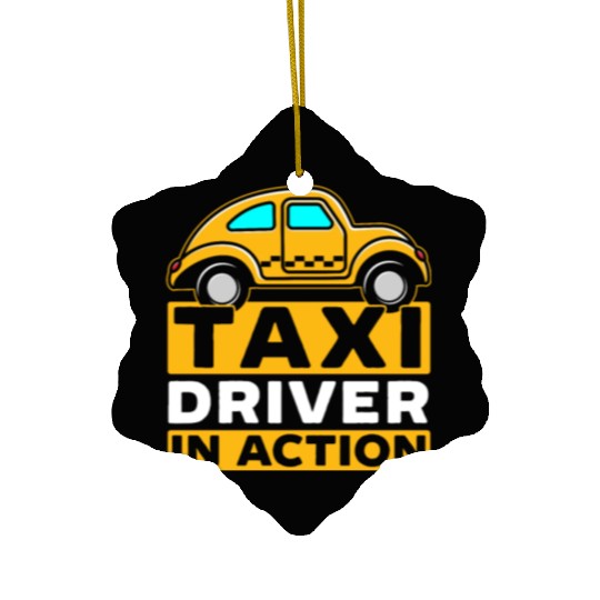 Taxi Driver In Action Taxicab Cab Driver Cabbie Ceramic Ornaments