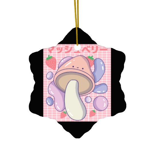 Kawaii Mushbery Mushroom and Strawberry Ceramic Ornaments