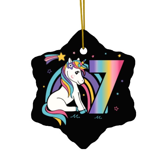 7th birthday Girls Unicorn Ceramic Ornaments
