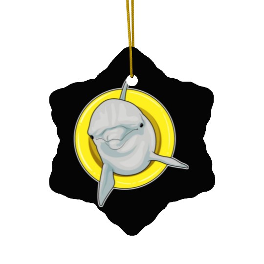 Dolphin Swimming Lifebuoy Ceramic Ornaments