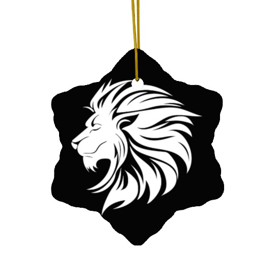 Mighty Lion Head Mane Cool Tattoo Style Ceramic Ornaments