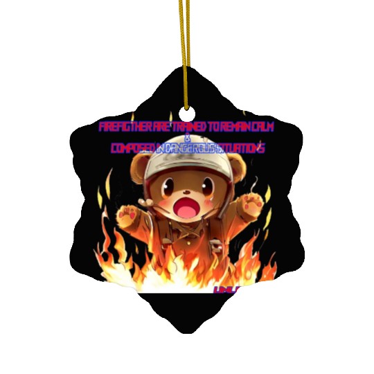 Stay Calm FireFighter Bear Ceramic Ornaments