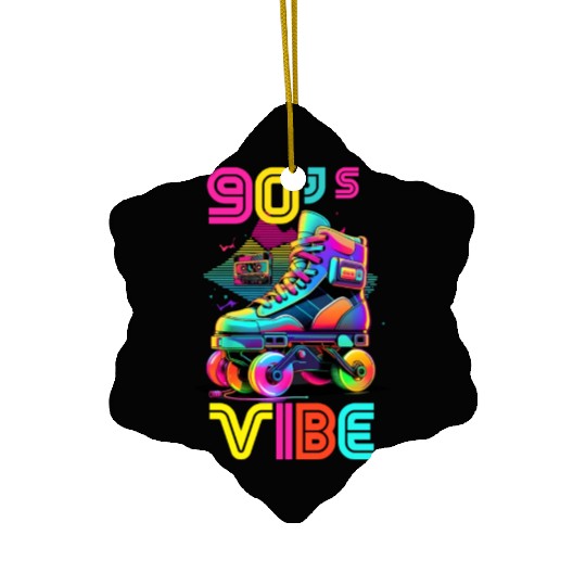 90s Vibe - I Love The 90s - Retro 90s Neon Ceramic Ornaments